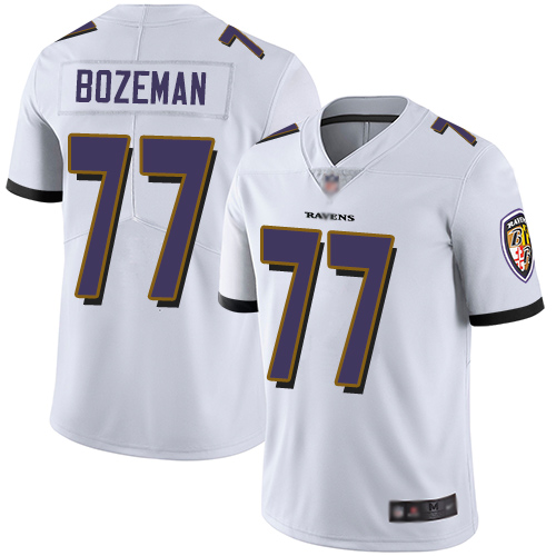 Baltimore Ravens Limited White Men Bradley Bozeman Road Jersey NFL Football #77 Vapor Untouchable->women nfl jersey->Women Jersey